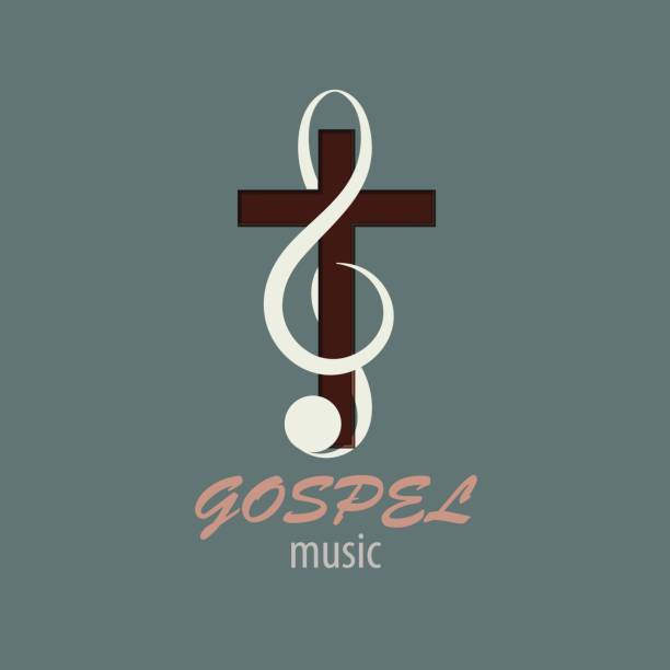 Logo Gospel Music Musical logo, which symbolizes Evangelical music. For music studios that reach out to Christian music. gospel stock illustrations
