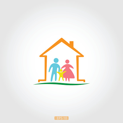 Logo Home With A Happy Family Vector Stock Illustration - Download ...