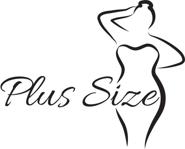 Logo plus size woman. Curvy woman symbol, logo. Vector illustration  big fat girl drawing stock illustrations
