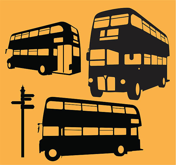London Bus A set of London Bus silhouette. Zip contains AI, PDF and hi-res Jpeg. double decker bus stock illustrations
