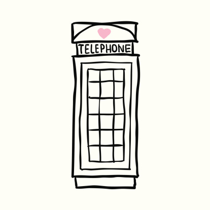 London pay phone. sketch illustration on white background