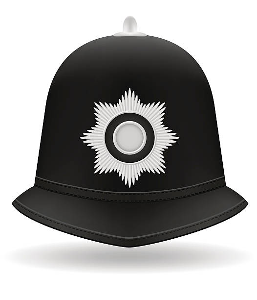london police helmet vector illustration london police helmet vector illustration isolated on white background police hat stock illustrations