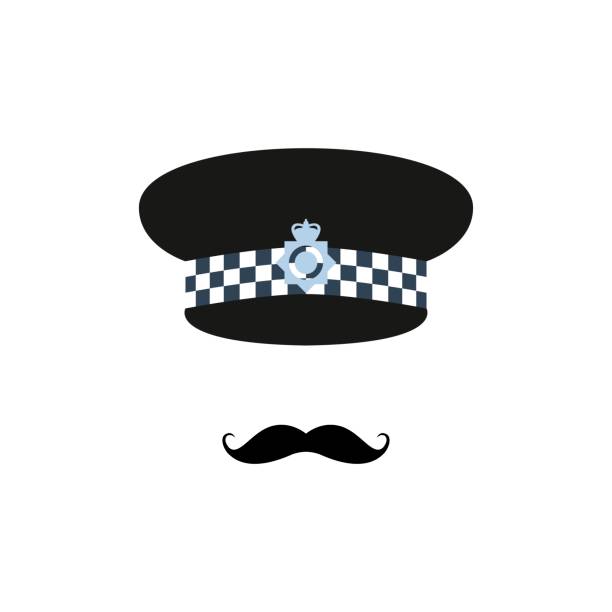 London police officer on white background. Avatar for app. Vector illustration.  police hat stock illustrations