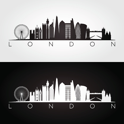 London skyline and landmarks silhouette. Vector illustration.