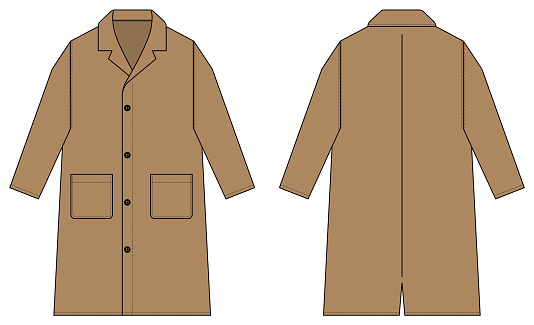Long coat, trench coat vector template illustration / brown vector