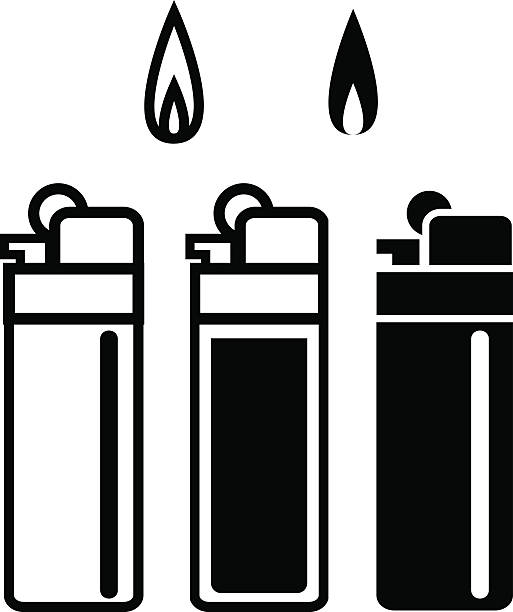 Long Lighters icon in linear and silhouette style Long Lighters icon in linear and silhouette style, vector cigarette lighter stock illustrations