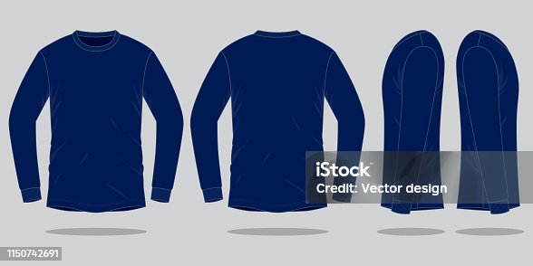 istock Long Sleeve Navy Blue T-Shirt Vector for Template 1150742691