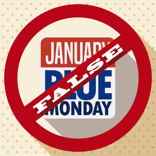 kalendarz loose-leaf z datą blue monday w sygnale banowania - blue monday stock illustrations