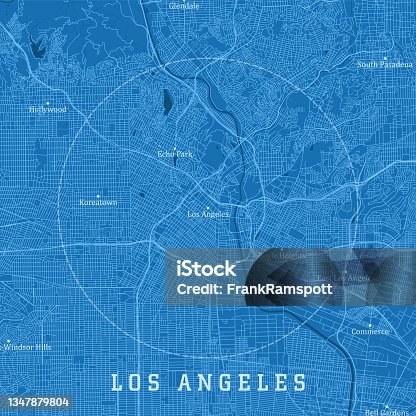 istock Los Angeles CA City Vector Road Map Blue Text 1347879804