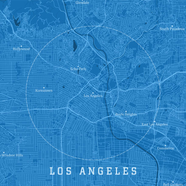 Los Angeles CA City Vector Road Map Blue Text vector art illustration