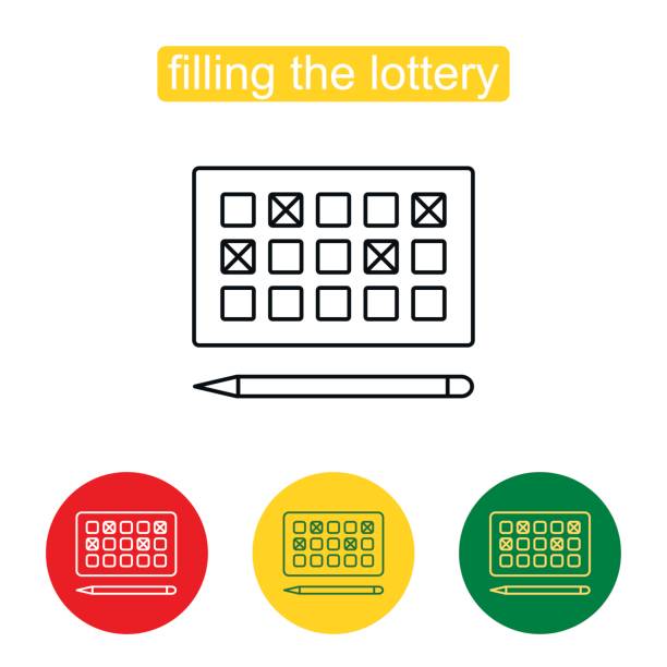 Lottery games card for numbers selecting symbol. Lottery line icon. Prepaid lottery games card for numbers selecting symbol. Outline illustration of lottery concept for web design, mobile application. Editable stroke. winning lottery ticket stock illustrations