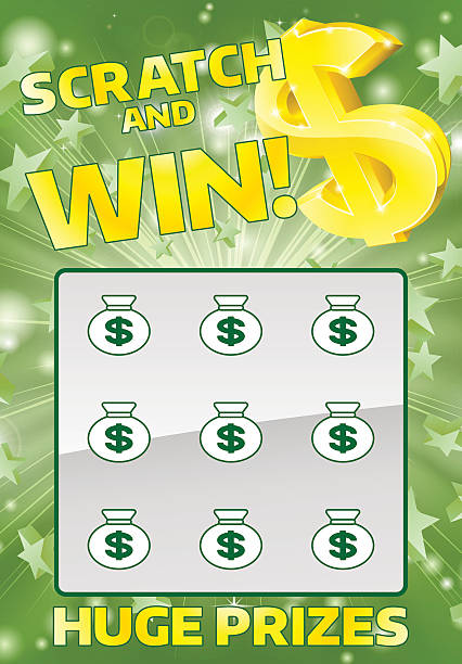 Lottery Instant Scratch Card An illustration of a lottery scratchcard instant scratch and win winning lottery ticket stock illustrations