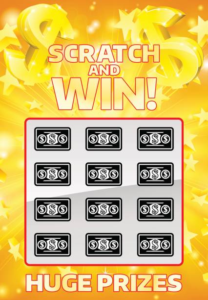 Lottery Instant Scratchcard An illustration of a lottery instant scratch and win scratchcard winning lottery ticket stock illustrations