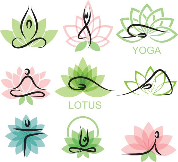 lotus und yoga - yoga stock-grafiken, -clipart, -cartoons und -symbole