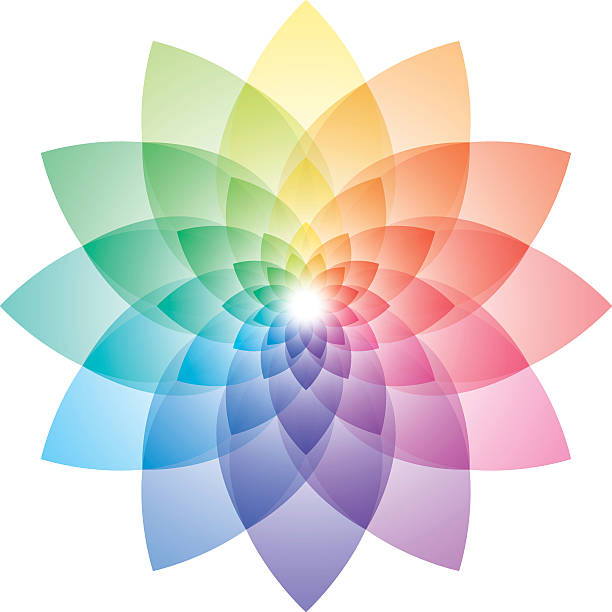 ilustraciones, imágenes clip art, dibujos animados e iconos de stock de flor de loto rueda de colores - kaleidoscope