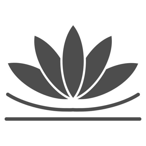 蓮花實心圖標,中國中秋節概念,蓮花上水百合標誌的白色背景,盛開的花朵來自中國圖示的字形風格為網頁設計。向量圖形。 - peace logo 幅插畫檔、美工圖案、卡通及圖標