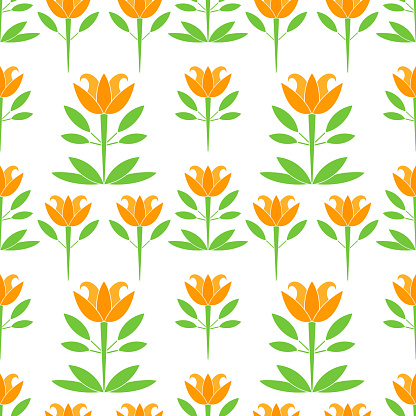 Lotus flower with leaves seamless pattern isolated. Vector stock illustration. EPS 10