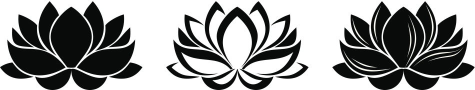 Lotus flowers silhouettes. Set of three vector illustrations.