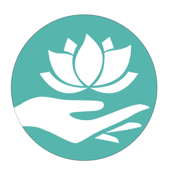 lotus hand hand with lotus flower massage stock illustrations