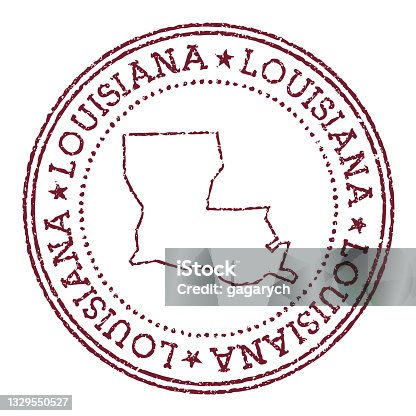 istock Louisiana round rubber stamp with us state map. 1329550527