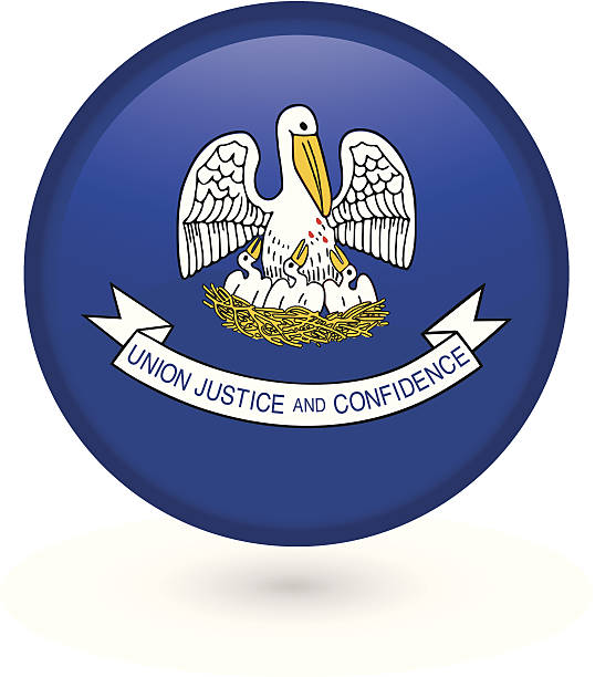 Louisiana state vector flag button vector art illustration