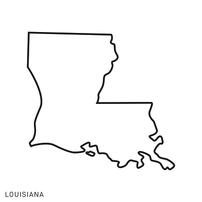 Louisiana - States of USA Outline Map Vector Template Illustration Design. Editable Stroke. Vector EPS 10.