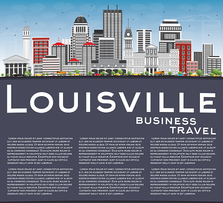 Louisville Skyline With Gray Buildings Blue Sky And Copy Space Stock Illustration - Download ...