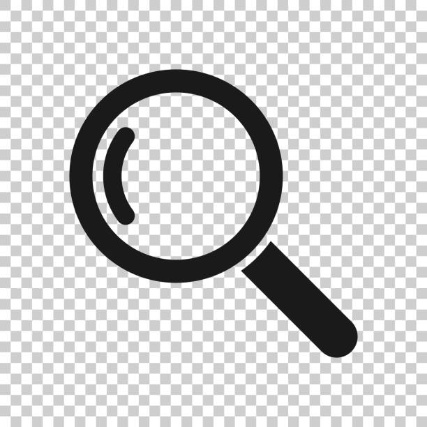 Loupe sign icon in transparent style. Magnifier vector illustration on isolated background. Search business concept. Loupe sign icon in transparent style. Magnifier vector illustration on isolated background. Search business concept. finding stock illustrations
