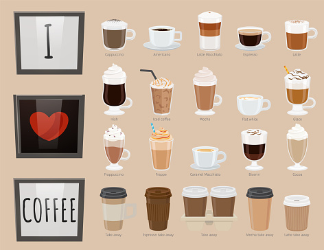 I Love Coffee, Types of Hot Beverage with Heart