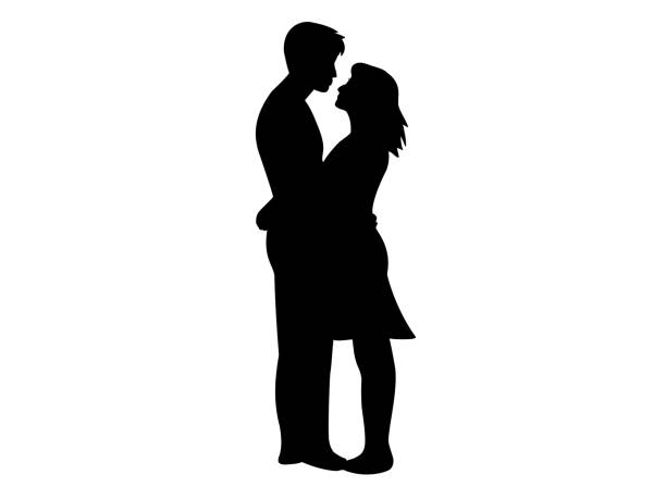 illustrazioni stock, clip art, cartoni animati e icone di tendenza di coppia d'amore - couple kiss
