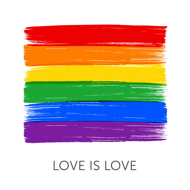 love is love text, quote. lgbt rainbow texture. - 同性戀自豪標誌 幅插畫檔、美工圖案、卡通及圖標