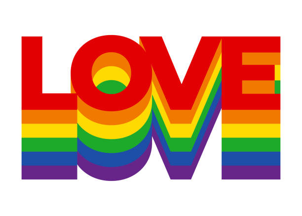 love is love text, quote. lgbt rainbow texture. - 同性戀自豪標誌 幅插畫檔、美工圖案、卡通及圖標