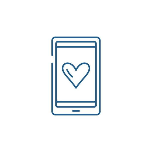 ilustrações de stock, clip art, desenhos animados e ícones de love messages line icon concept. love messages flat  vector symbol, sign, outline illustration. - mobile phone
