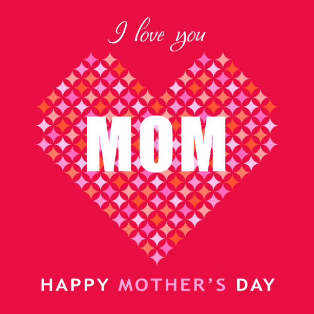 Love Mom Puzzles Heart shaped puzzle for the celebration of Mother's Day on red background mother designs stock illustrations
