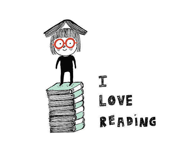 ilustrações de stock, clip art, desenhos animados e ícones de adoro a leitura - child reading
