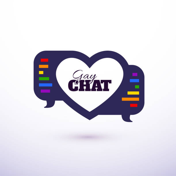 ilustraciones, imágenes clip art, dibujos animados e iconos de stock de amor charla chat citas, corazón arco iris lgbt forma en burbuja mensaje - nyc pride parade