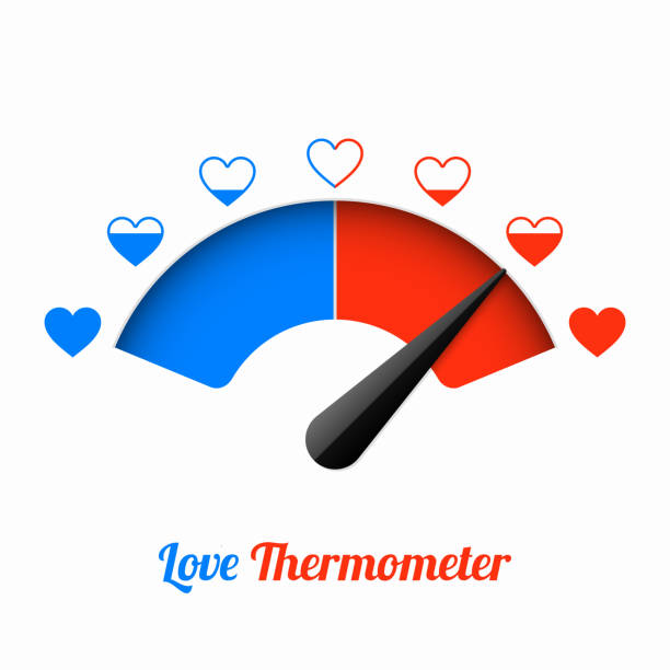 liebe-thermometer - kaltes herz stock-grafiken, -clipart, -cartoons und -symbole