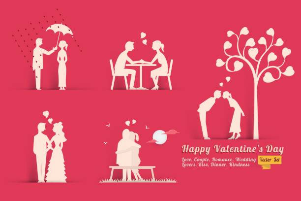 stockillustraties, clipart, cartoons en iconen met liefde valentijn dag concept set - rain woman sun
