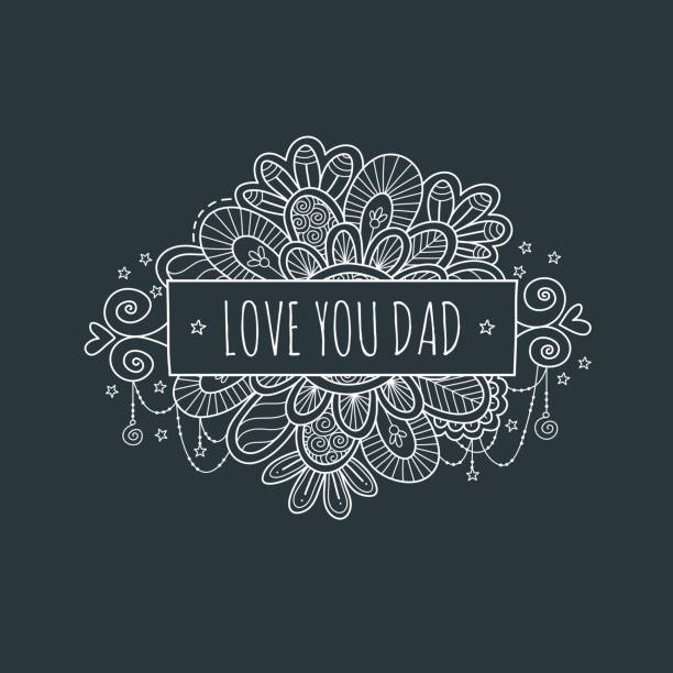 Love You Dad Father's Day Banner Hand Drawn Vector Illustration vector art illustration