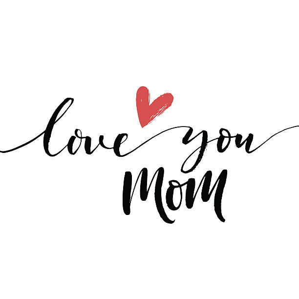 Love you mom phrase. Love you mom card. Hand drawn Mother's Day background. Ink illustration. Modern brush calligraphy. Lettering Happy Mothers Day. Hand-drawn card with heart. quotes about family love stock illustrations