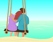 Couple - Relationship, Beach, Cartoon, Happiness, Vacations