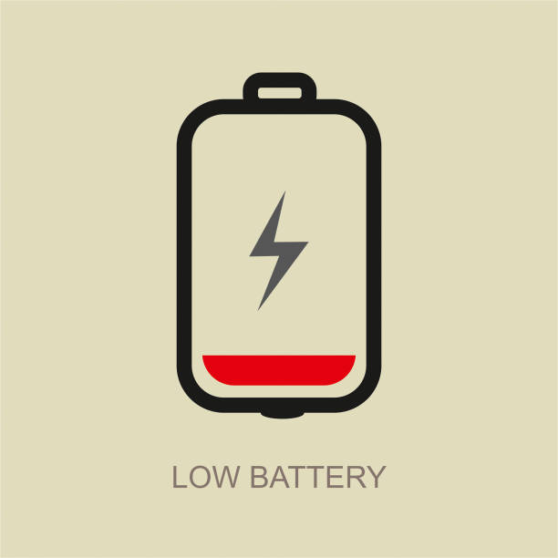Low battery vector icon low battery exhaustion stock illustrations