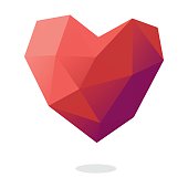 Low poly vector illustration of a heart shape ready to be used in any design project related to Valentine’s Day or others.
