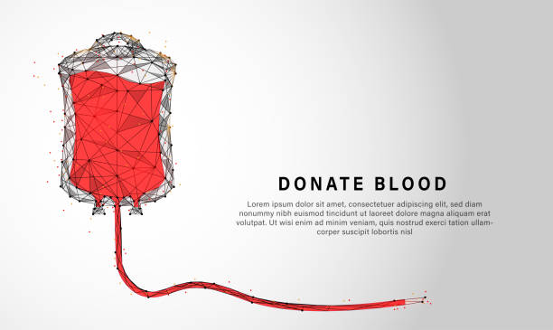 Low poly style design vector of A blood donation bag  Wireframe light connection structure consists of lines, dots, and shapes. vector art illustration