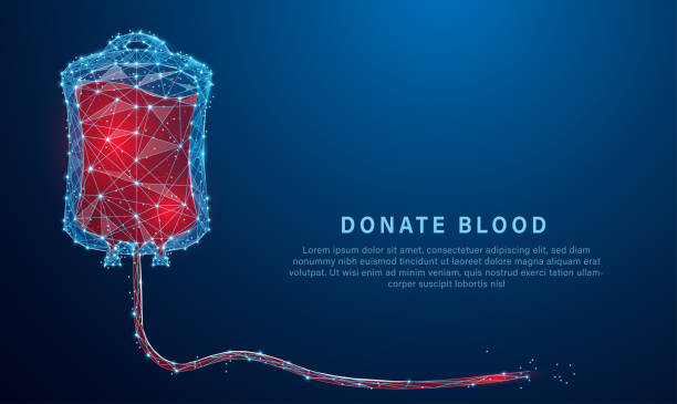 Low poly style design vector of A blood donation bag  Wireframe light connection structure consists of lines, dots, and shapes."n vector art illustration