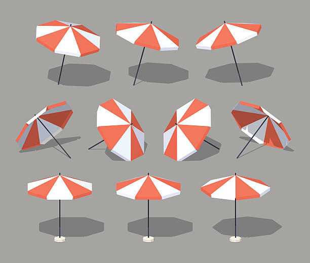 bildbanksillustrationer, clip art samt tecknat material och ikoner med low poly sun umbrella - parasol