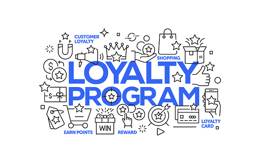 Loyalty Program Related Web Banner Line Style. Modern Linear Design Vector Illustration for Web Banner, Website Header etc.