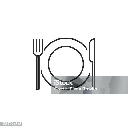 istock Lunch time linear icon. Dinner break. Thin line illustration. Afternoon business meeting. Business lunch. Table knife, fork and plate with clock. Vector isolated outline drawing. Editable stroke 1337094843