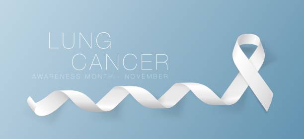 Lung Cancer Awareness Calligraphy Poster Design. Realistic White Ribbon. November is Cancer Awareness Month. Vector Illustration Lung Cancer Awareness Calligraphy Poster Design. Realistic White Ribbon. November is Cancer Awareness Month. Vector ribbon sewing item illustrations stock illustrations