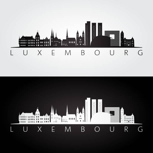 Luxembourg skyline and landmarks silhouette, black and white design, vector illustration. Luxembourg skyline and landmarks silhouette, black and white design, vector illustration. luxembourg benelux stock illustrations